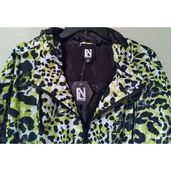 NWT New Look Sport Windbreaker Light Weight Jacket Leopard Green Black Plus 3XL - Picture 2 of 3